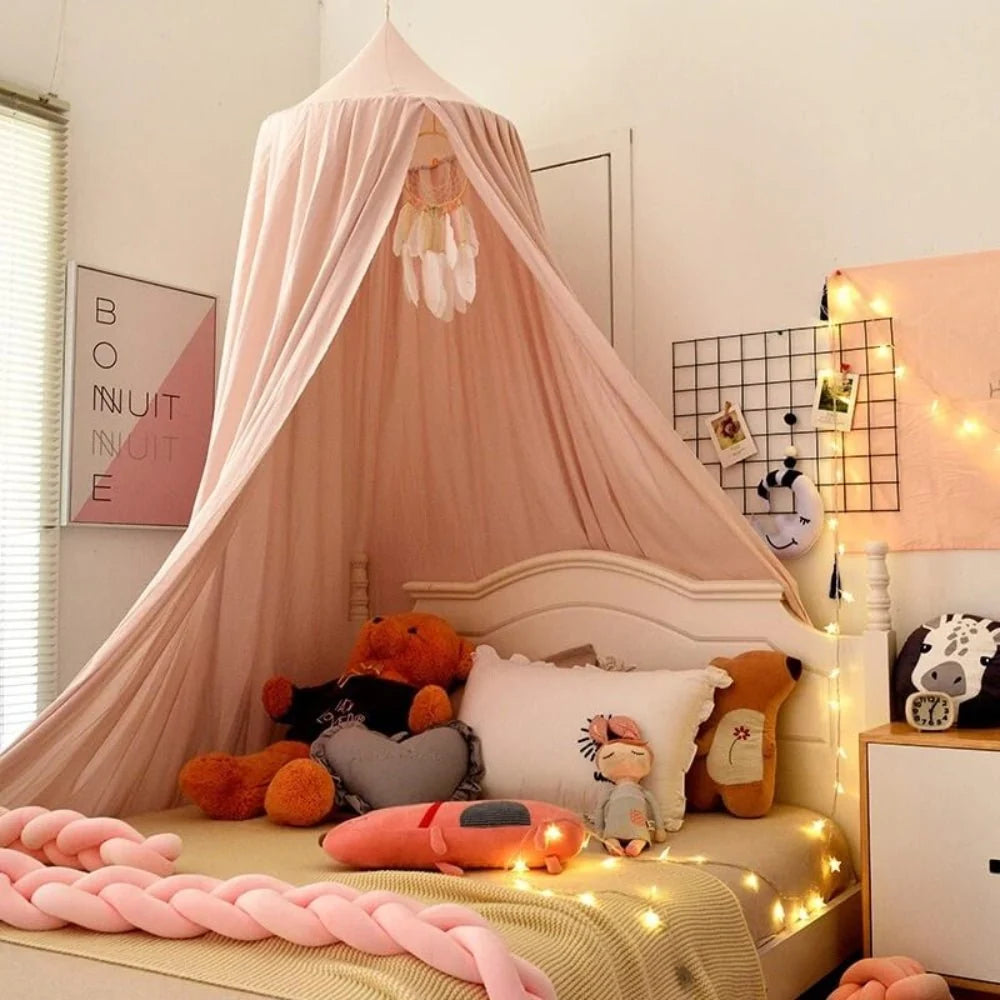 Bed Canopy Breathable Polyester Cotton With Mounting Kit