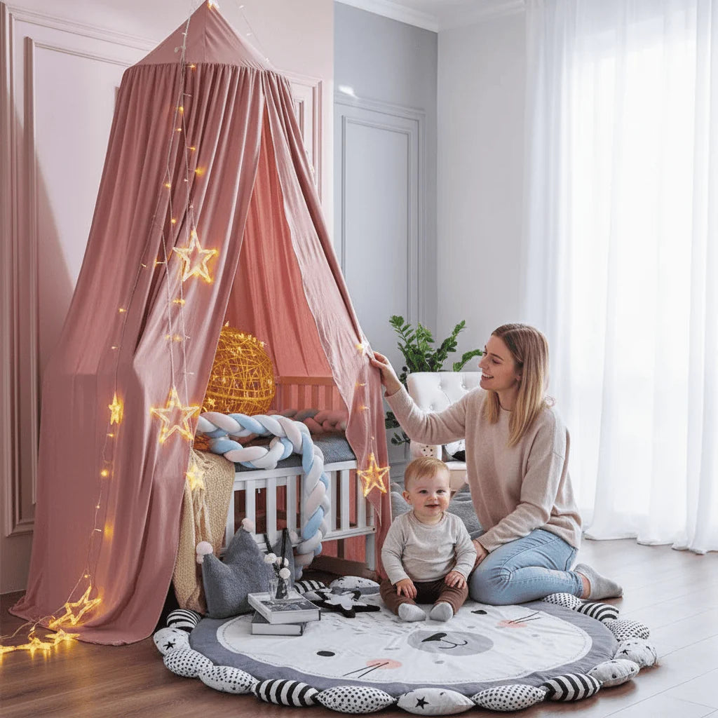 Bed Canopy Breathable Polyester Cotton With Mounting Kit