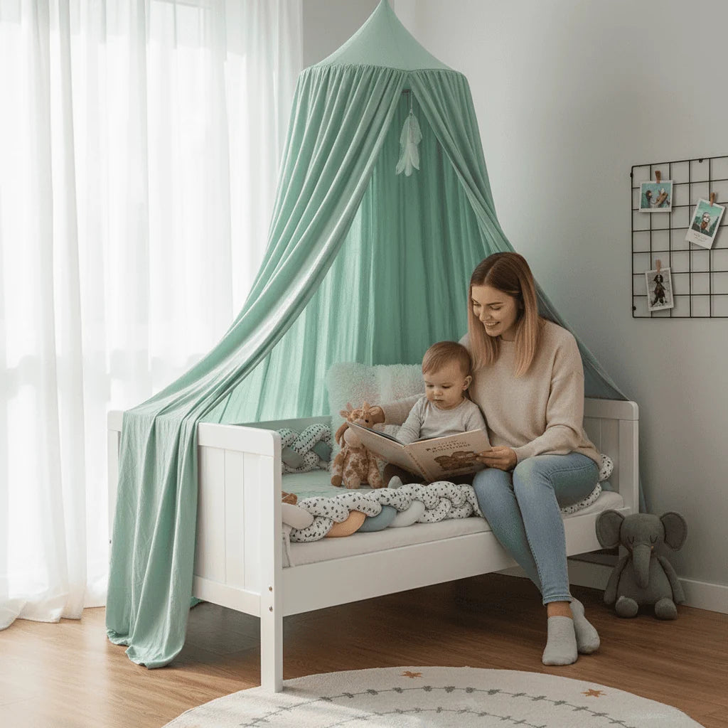 Bed Canopy Breathable Polyester Cotton With Mounting Kit