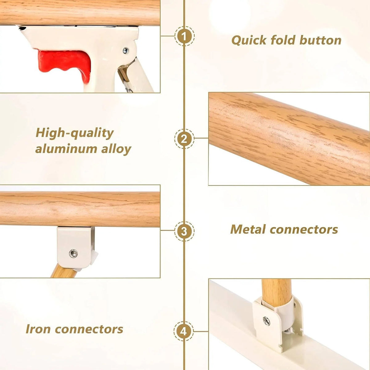 Bed Guard Rail Fold-Down Aluminum Alloy 15 Inch