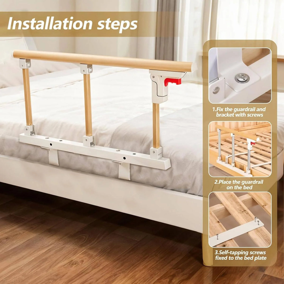 Bed Guard Rail Fold-Down Aluminum Alloy 15 Inch