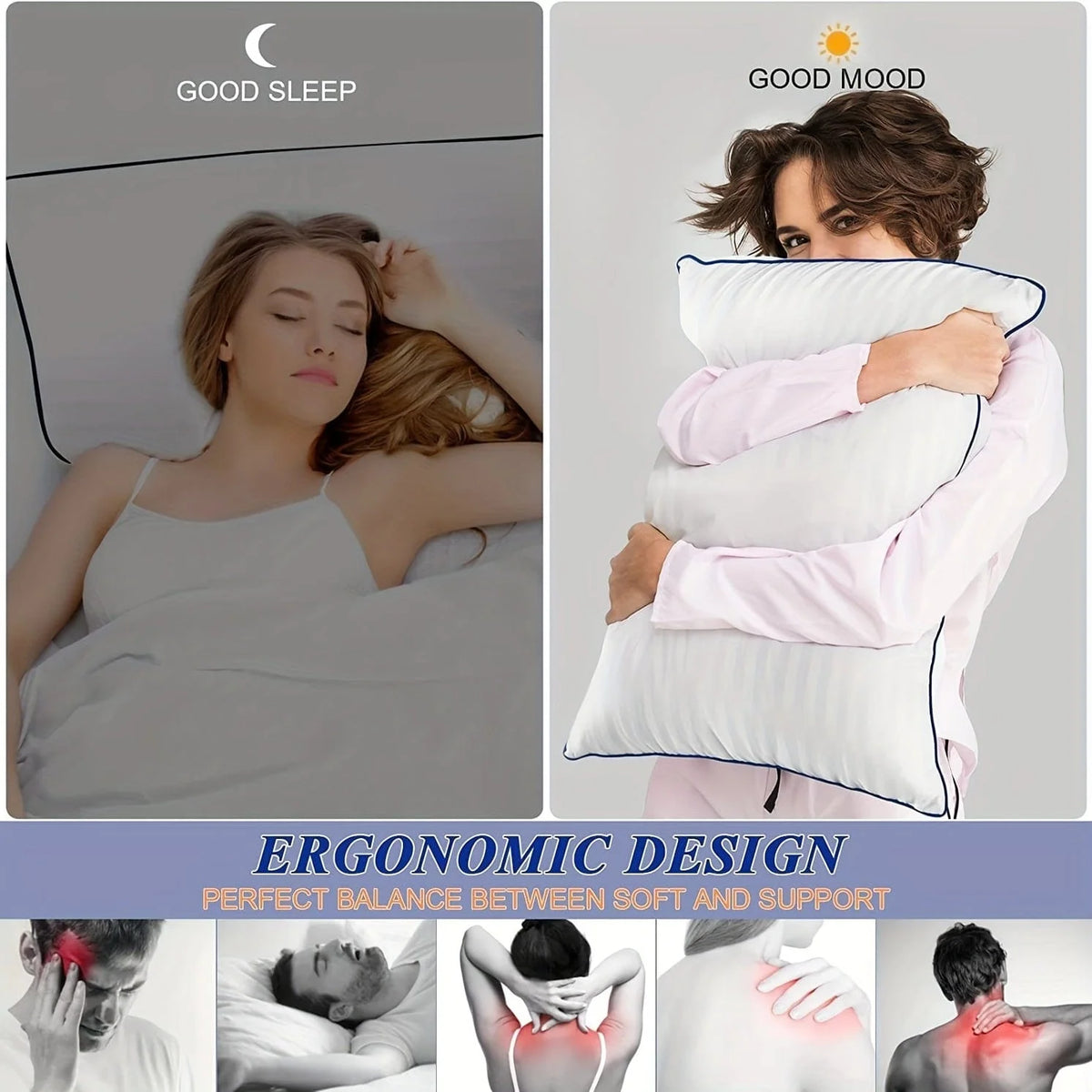 Bed Pillow Cooling Down Alternative Machine Washable Support