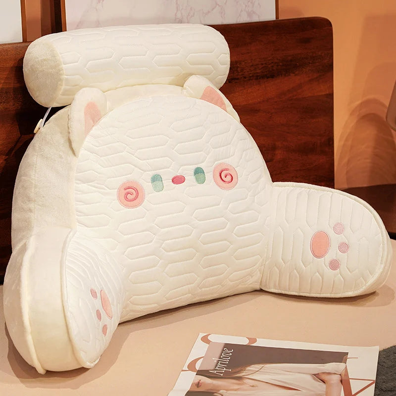 Bed Reading Pillow Padded Armrests Removable Neck Roll