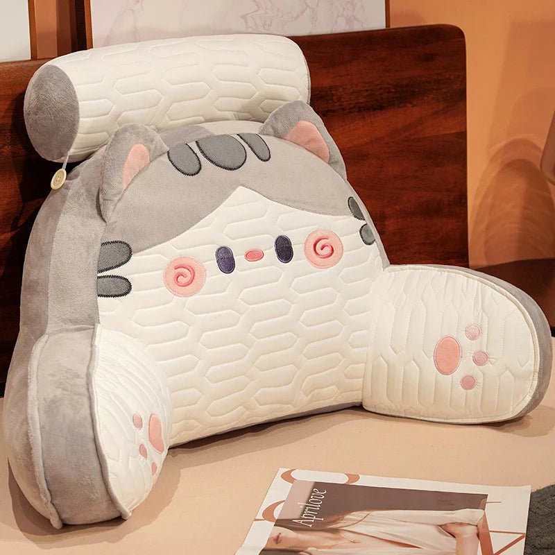 Bed Reading Pillow Padded Armrests Removable Neck Roll