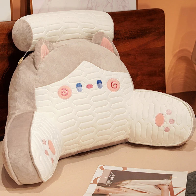 Bed Reading Pillow Padded Armrests Removable Neck Roll