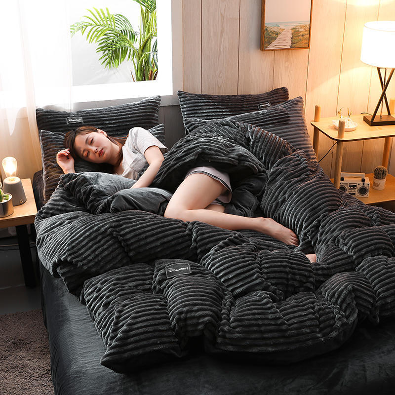 Bedding Set Plush Double-Sided 4-Piece Year-Round Comfort