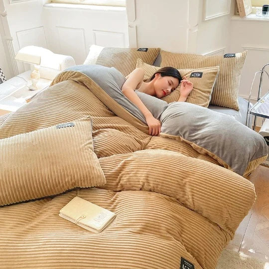 Bedding Set Plush Double-Sided 4-Piece Year-Round Comfort