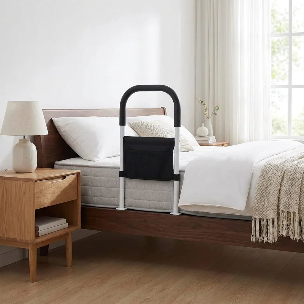 Bedside Assist Rail Reinforced Steel Padded Grip Adjustable Straps
