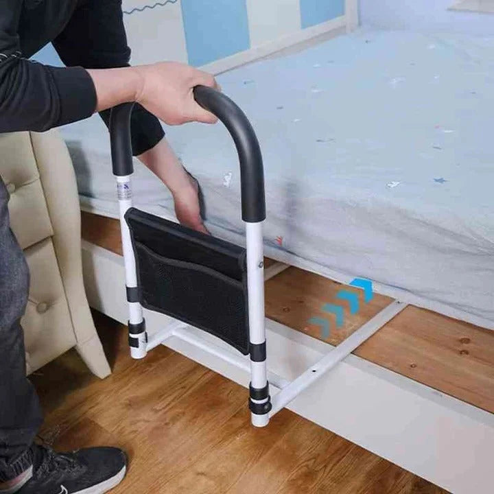 Bedside Assist Rail Reinforced Steel Padded Grip Adjustable Straps