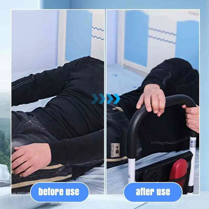 Bedside Assist Rail Reinforced Steel Padded Grip Adjustable Straps