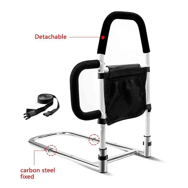 Bedside Assist Rail Reinforced Steel Padded Grip Adjustable Straps