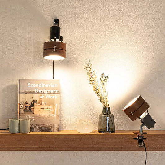 Bedside Clip Lamp Wood Frame Acrylic Diffuser