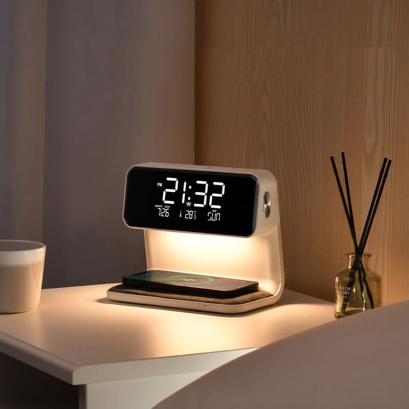 Bedside Lamp Touch-Dimmable Wireless Charger Alarm Clock