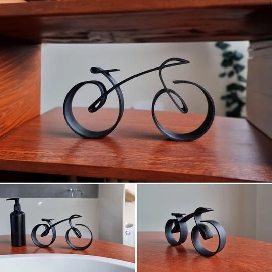 Bicycle Sculpture Wire Frame Black Desk Decor