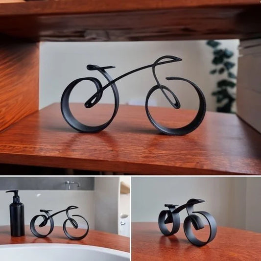 Bicycle Sculpture Wire Frame Black Desk Decor