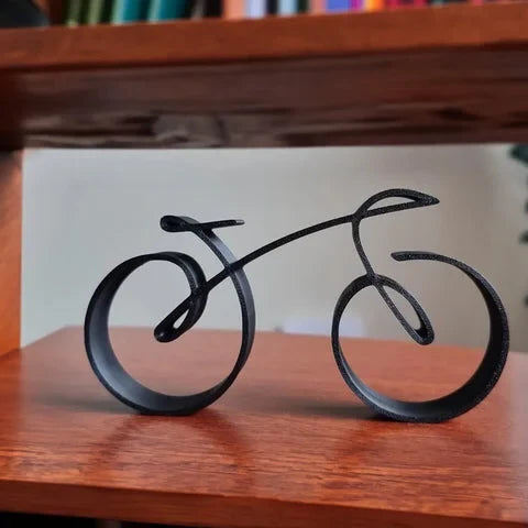 Bicycle Sculpture Wire Frame Black Desk Decor