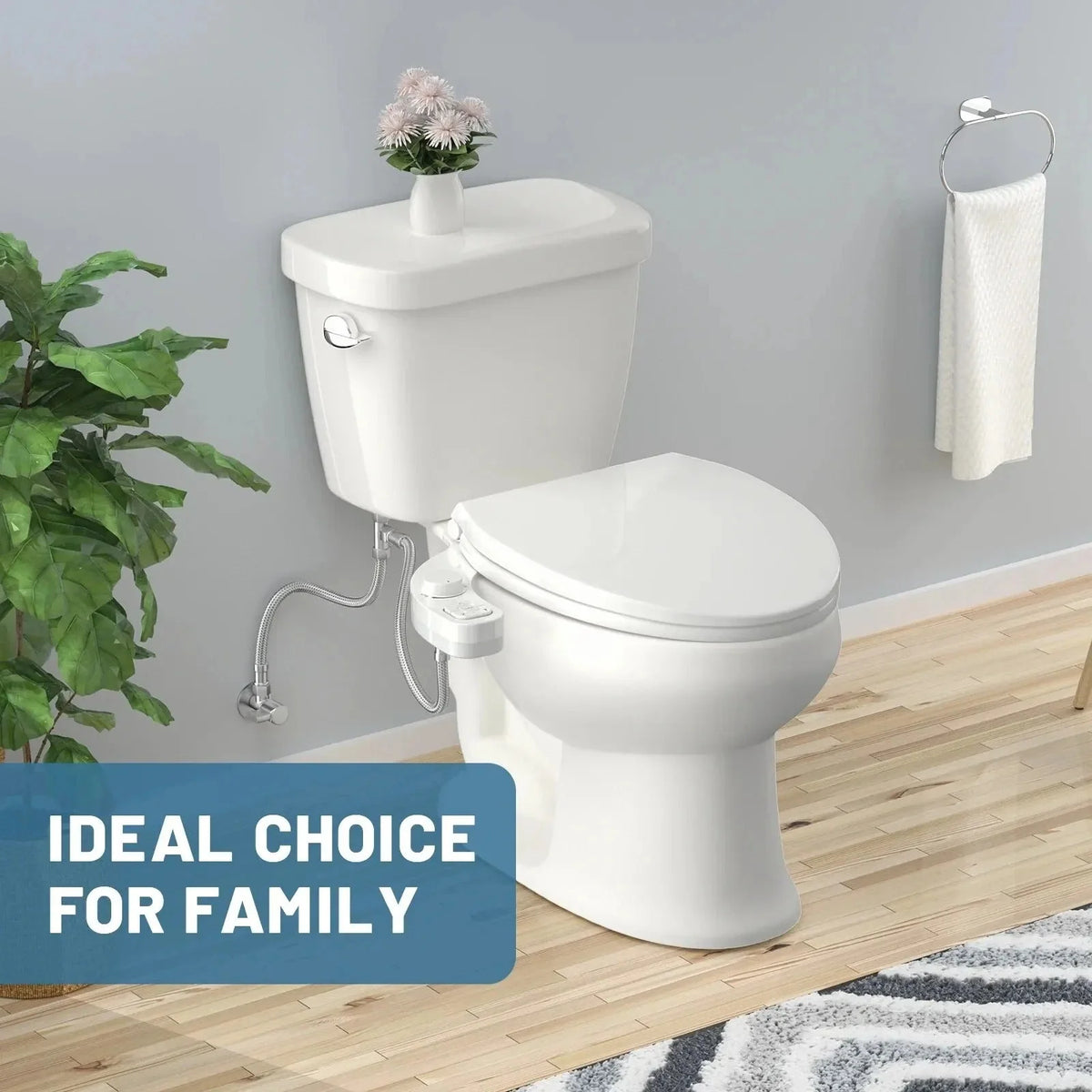 Bidet Attachment Dual Retractable Nozzles Adjustable Pressure Self-Cleaning