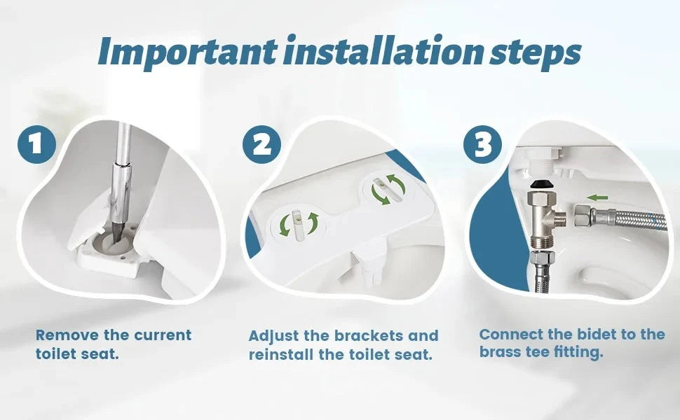 Bidet Attachment Dual Retractable Nozzles Adjustable Pressure Self-Cleaning