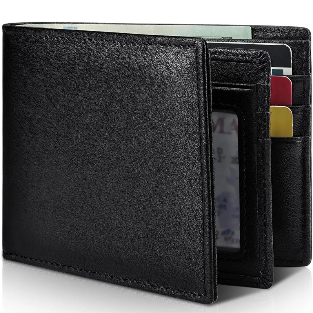 Bifold Wallet Natural Leather RFID-Blocking 13 Card Slots