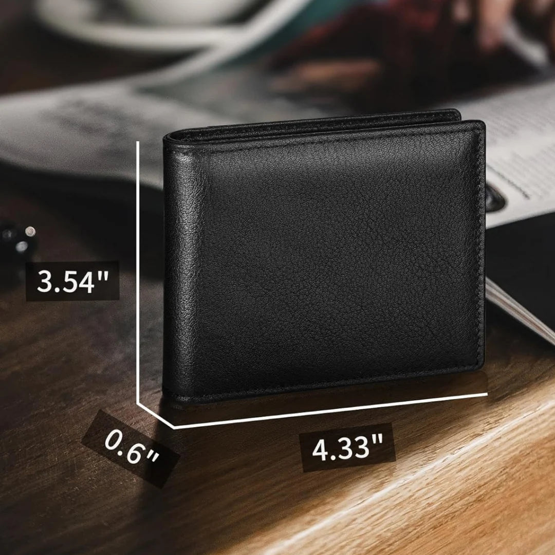 Bifold Wallet Natural Leather RFID-Blocking 13 Card Slots
