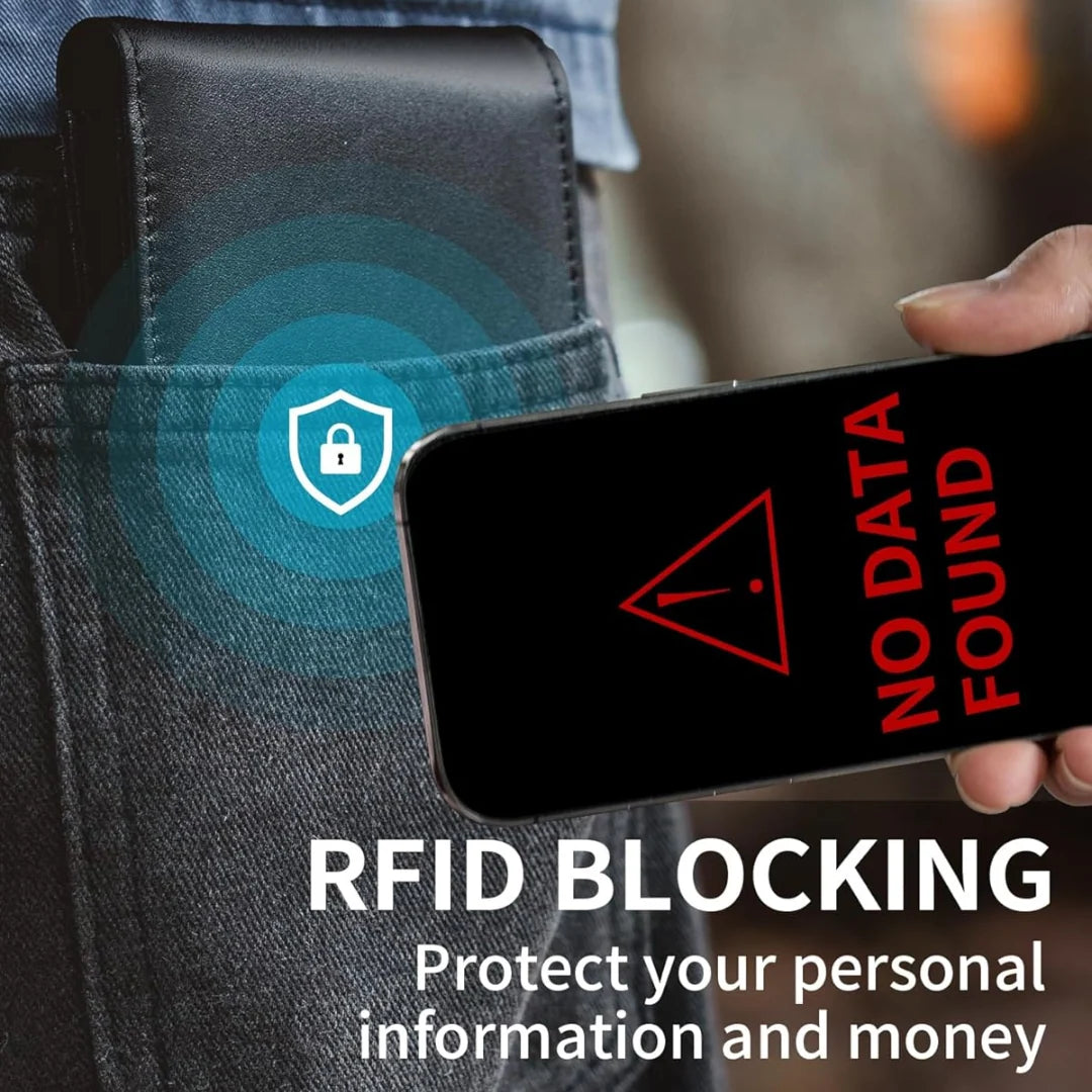 Bifold Wallet Natural Leather RFID-Blocking 13 Card Slots