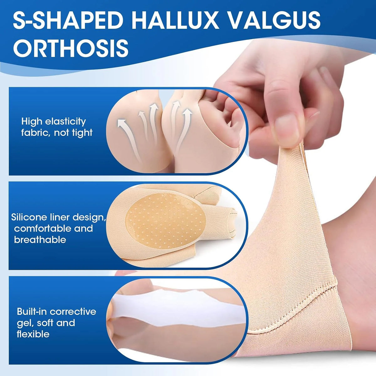 Big Toe Corrector Low-Profile Stretch Fabric Hand-Washable & Reusable