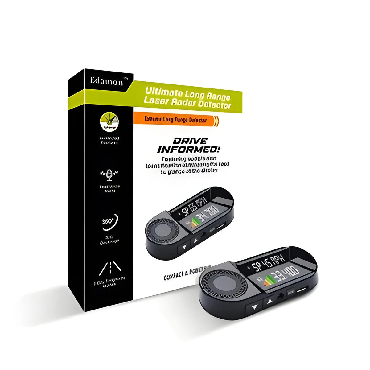 Bike Laser Radar Detector Solar-Powered & LED Visibility