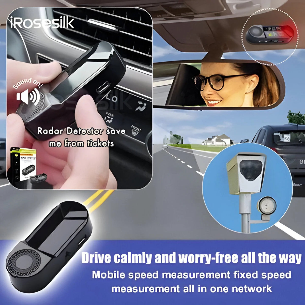 Bike Laser Radar Detector Solar-Powered & LED Visibility