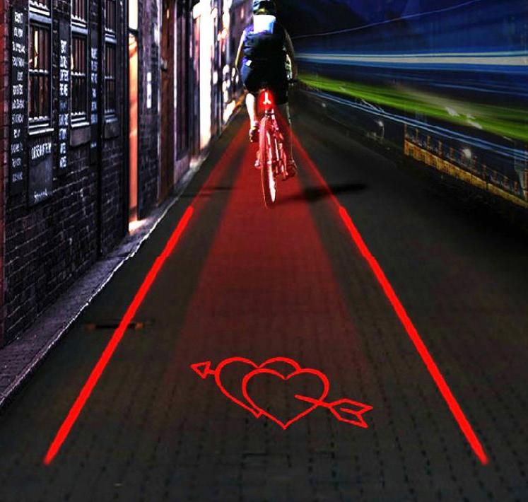 Bike Light Laser Lane Projection Rechargeable 8-Hour Battery Life