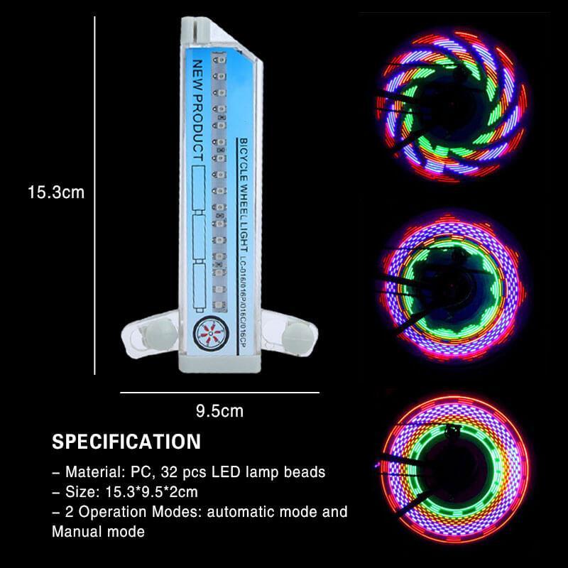 Bike Wheel Lights Motion-Activated 30 RGB Patterns Water-Resistant