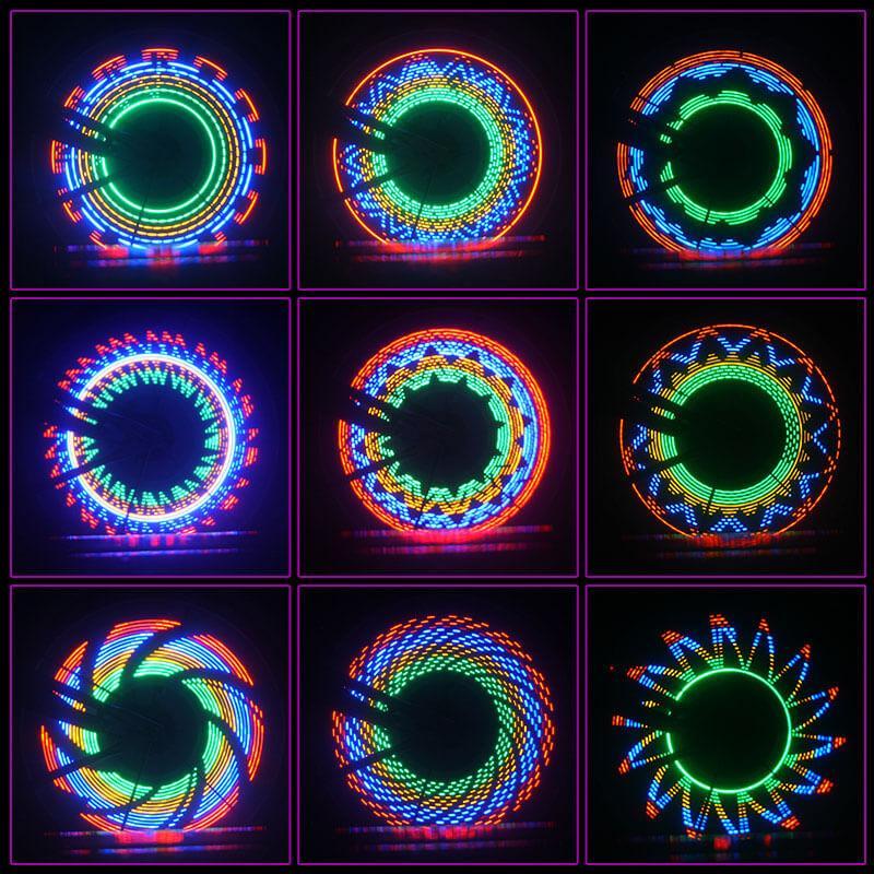 Bike Wheel Lights Motion-Activated 30 RGB Patterns Water-Resistant