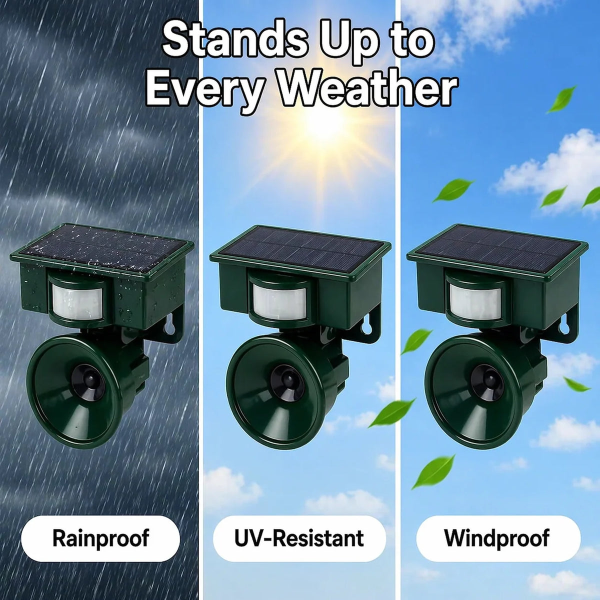 Bird Deterrent Motion-Activated Solar-Powered Weather-Resistant