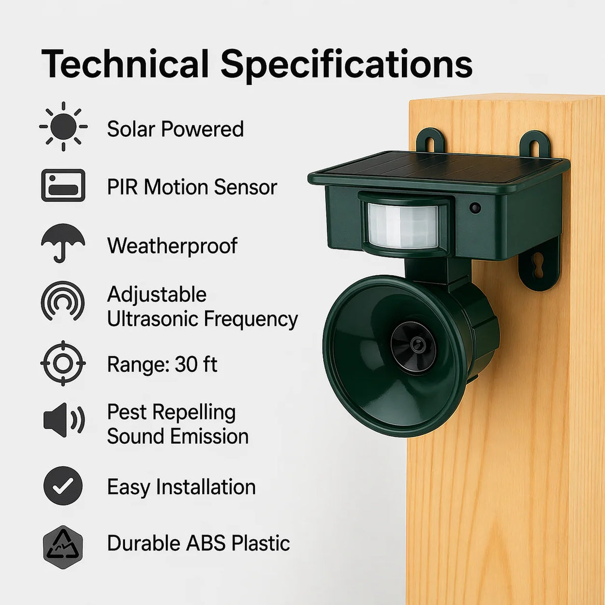 Bird Deterrent Motion-Activated Solar-Powered Weather-Resistant