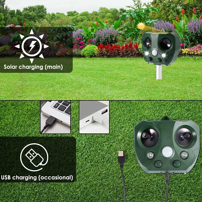 Bird Repeller Solar-Powered Ultrasonic Sound & Flashing LED