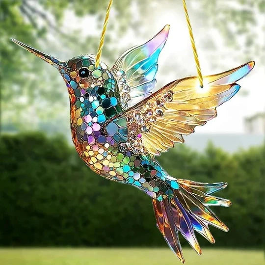 Bird Suncatcher Multicolor Reflective Design With Hanging Chain