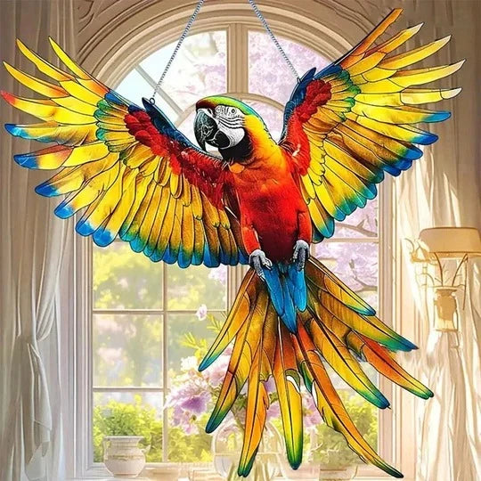 Bird Suncatcher Multicolor Reflective Design With Hanging Chain
