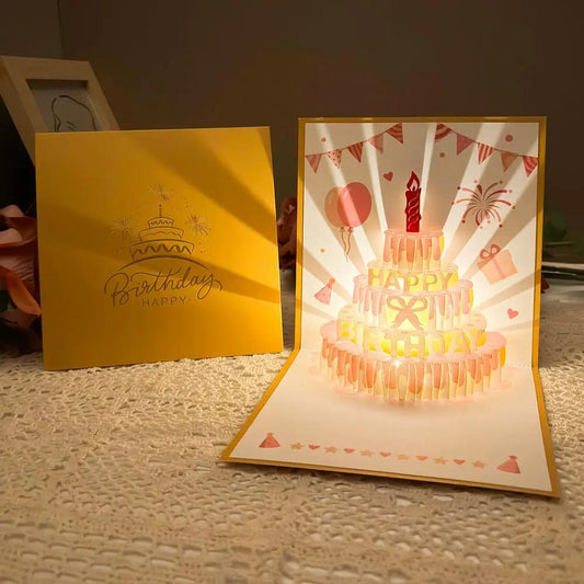 Birthday Card 3D Laser-Cut Pop-Up LED & Music