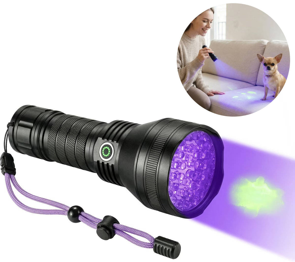 Blacklight Flashlight 395nm Rechargeable 51 LED