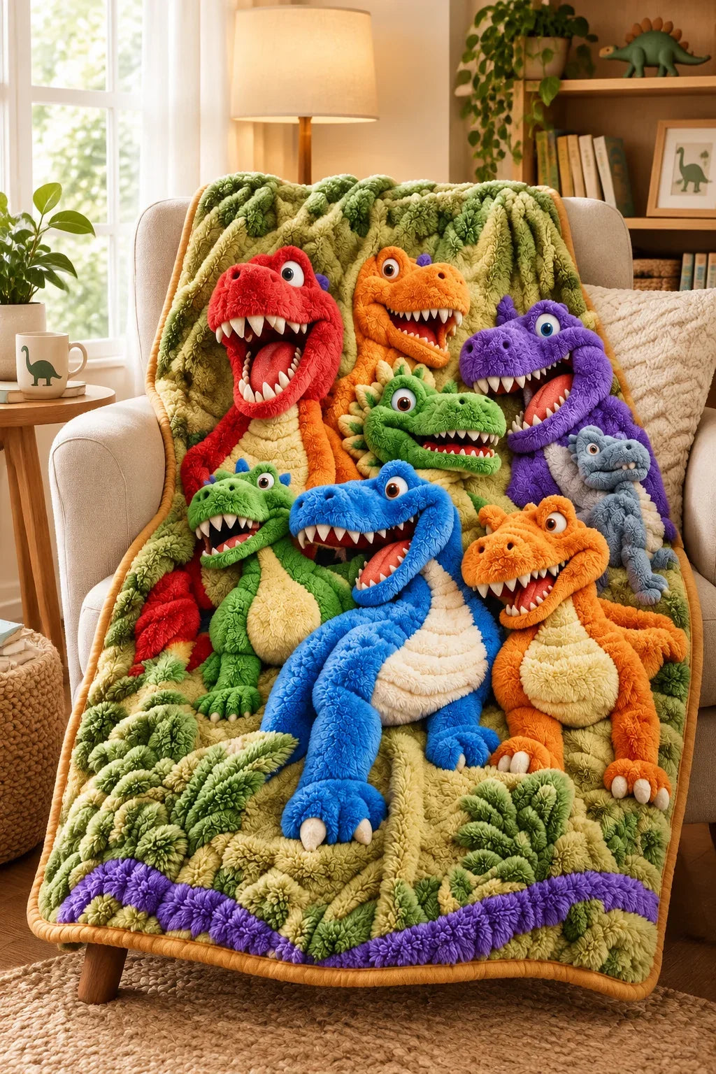 Blanket 3D Dinosaur Design Ultra-Soft Plush Machine Washable