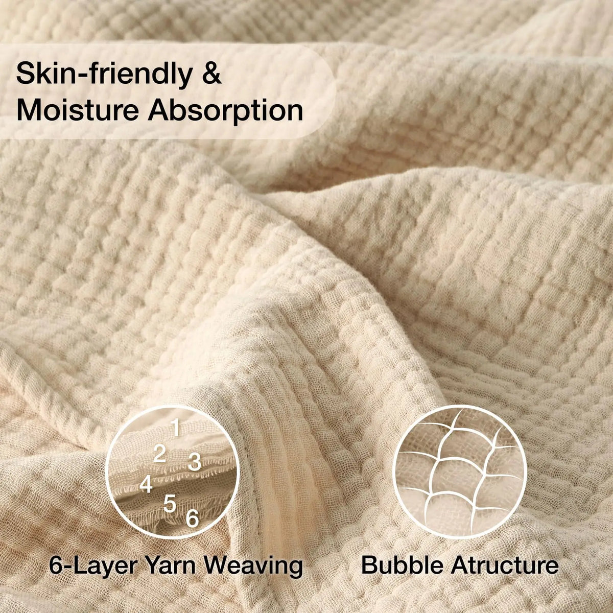 Blanket Six-Layer Cotton Muslin Breathable Moisture-Wicking