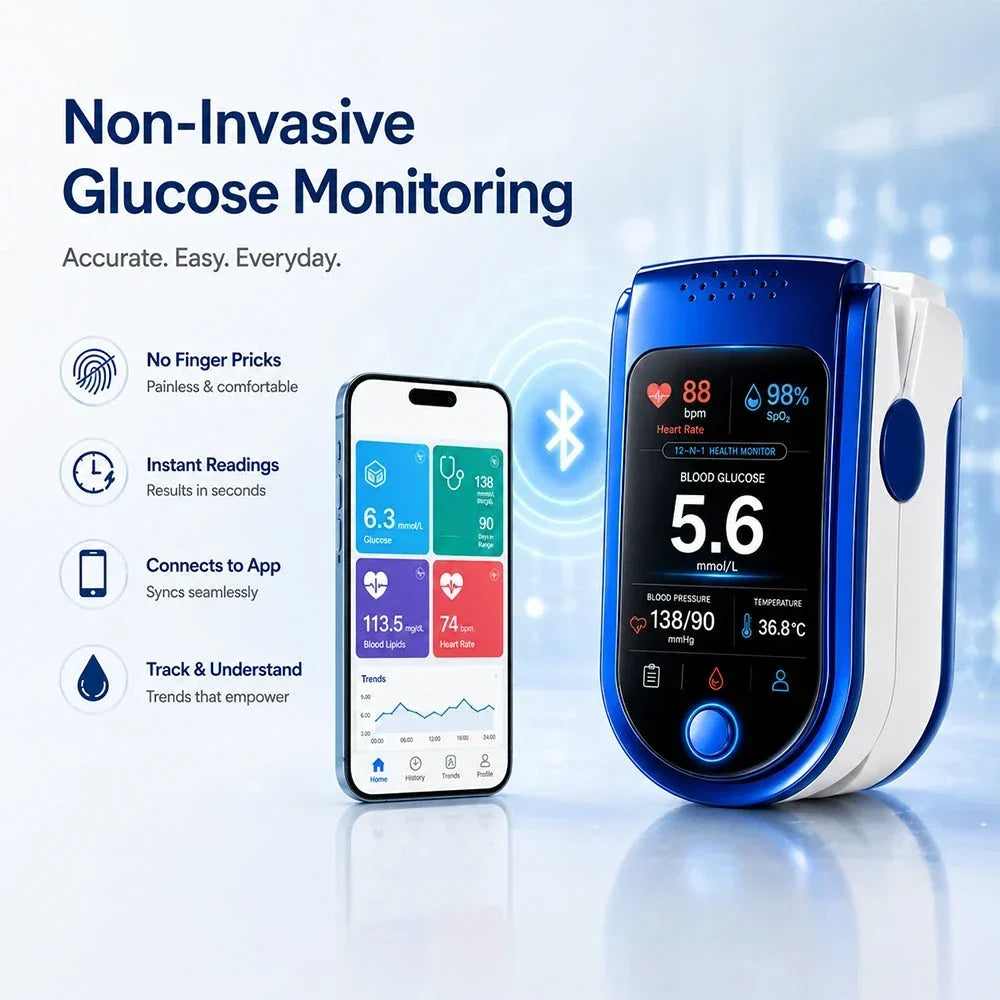 Blood Glucose Monitor Non-Invasive Needle-Free