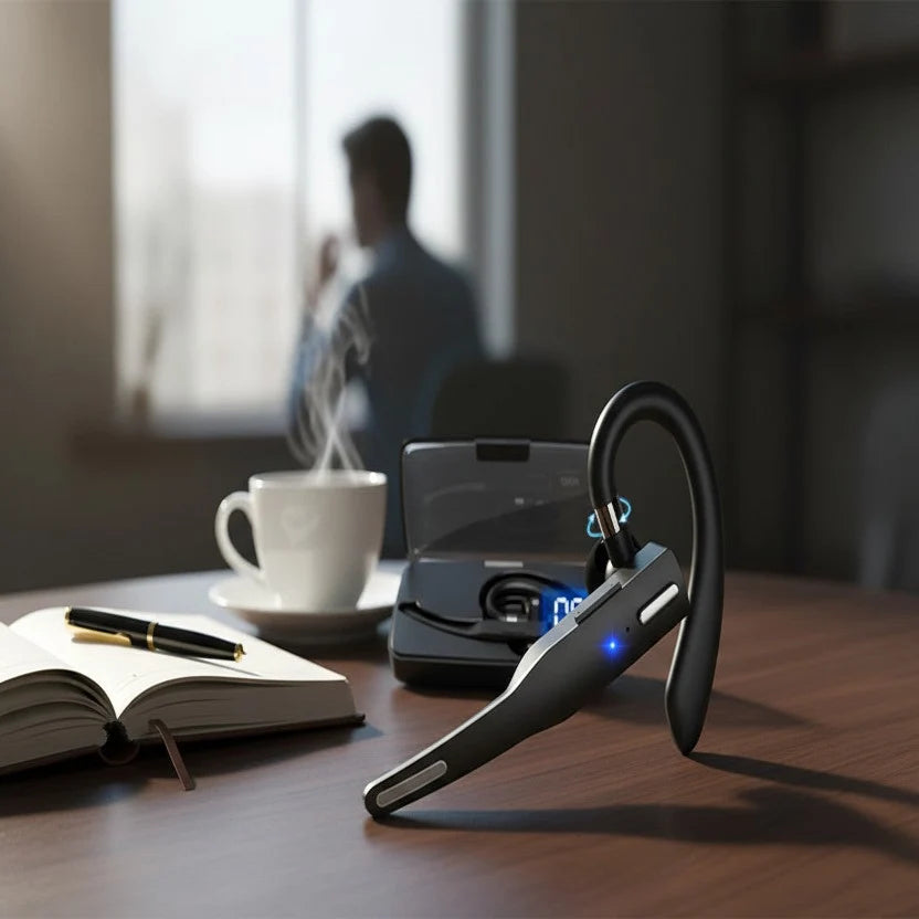 Bluetooth Headset Dual Mic Noise-Cancelling 25-Hour Talk Time
