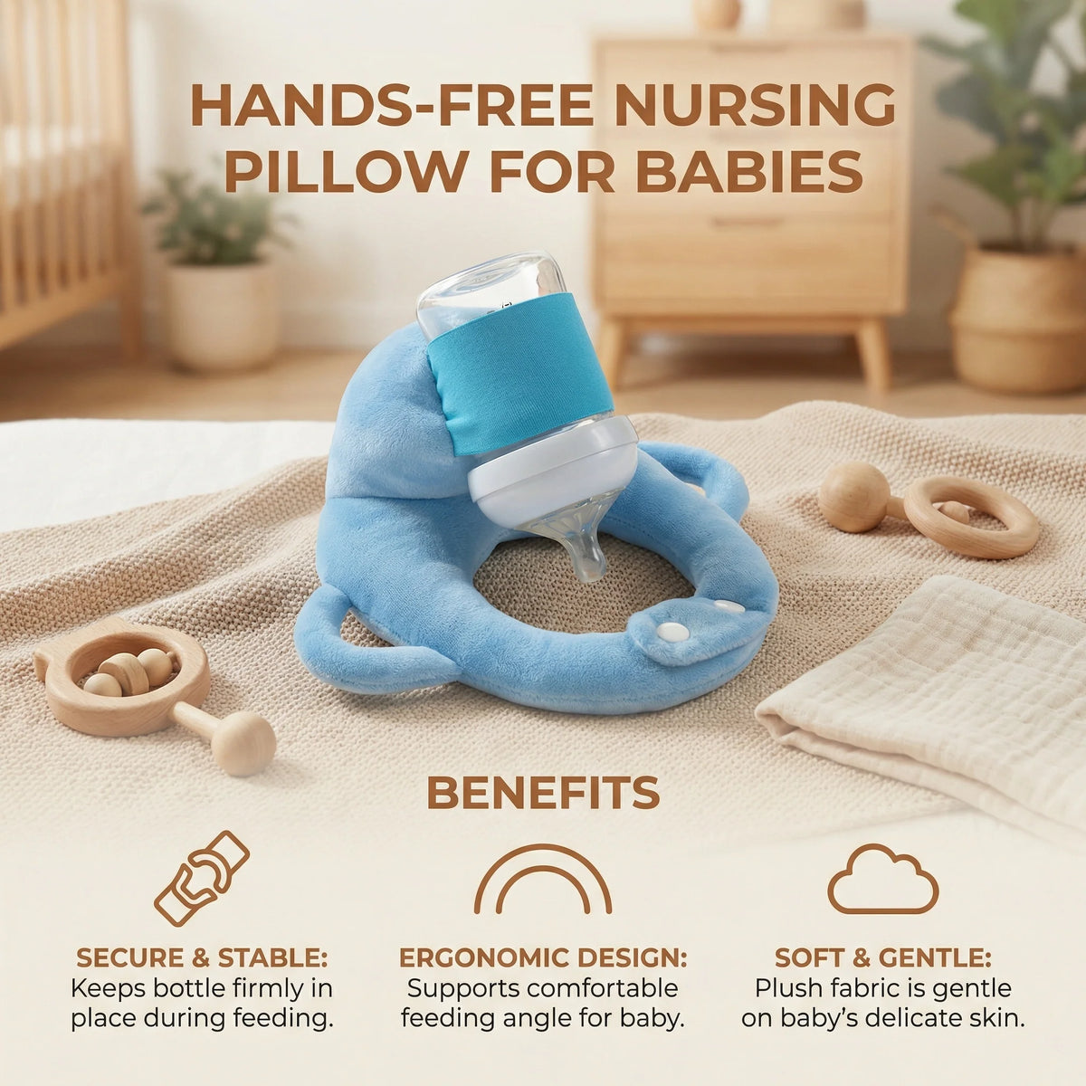 Bottle Feeding Pillow Curved Holder Breathable Mesh Fold-Flat