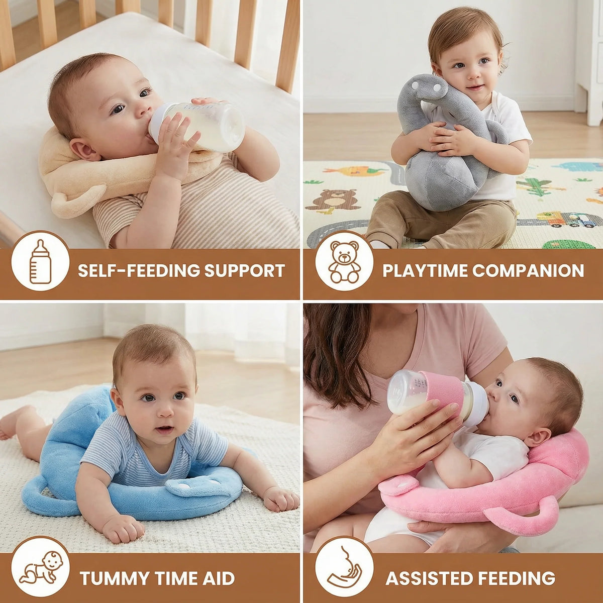Bottle Feeding Pillow Curved Holder Breathable Mesh Fold-Flat