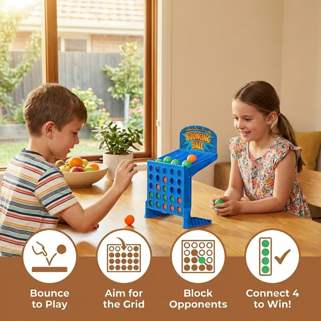Bouncing Ball Grid Game Two-Player Foldable Carrying Case