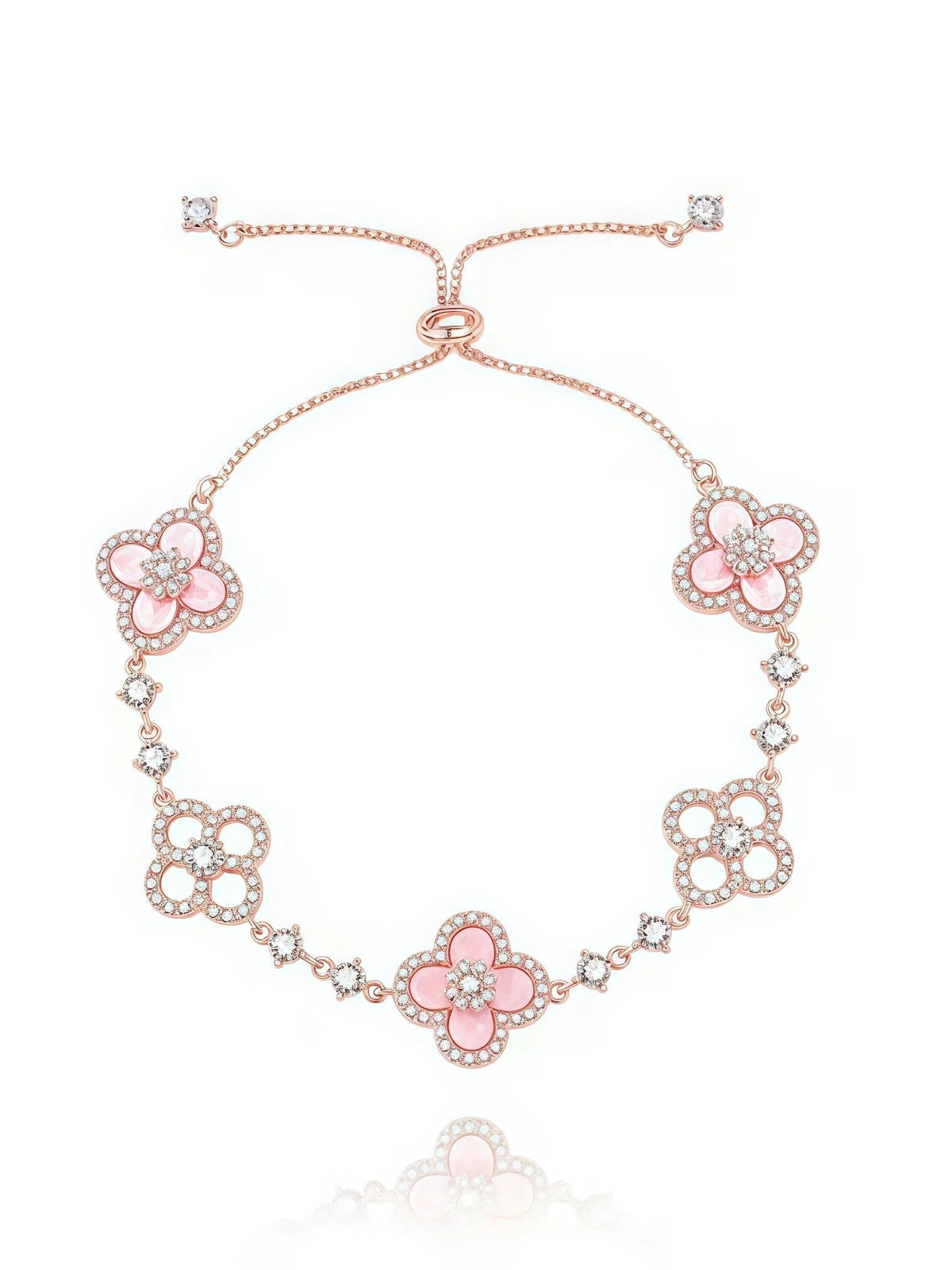Bracelet Floral Natural Shell & Crystal Accents