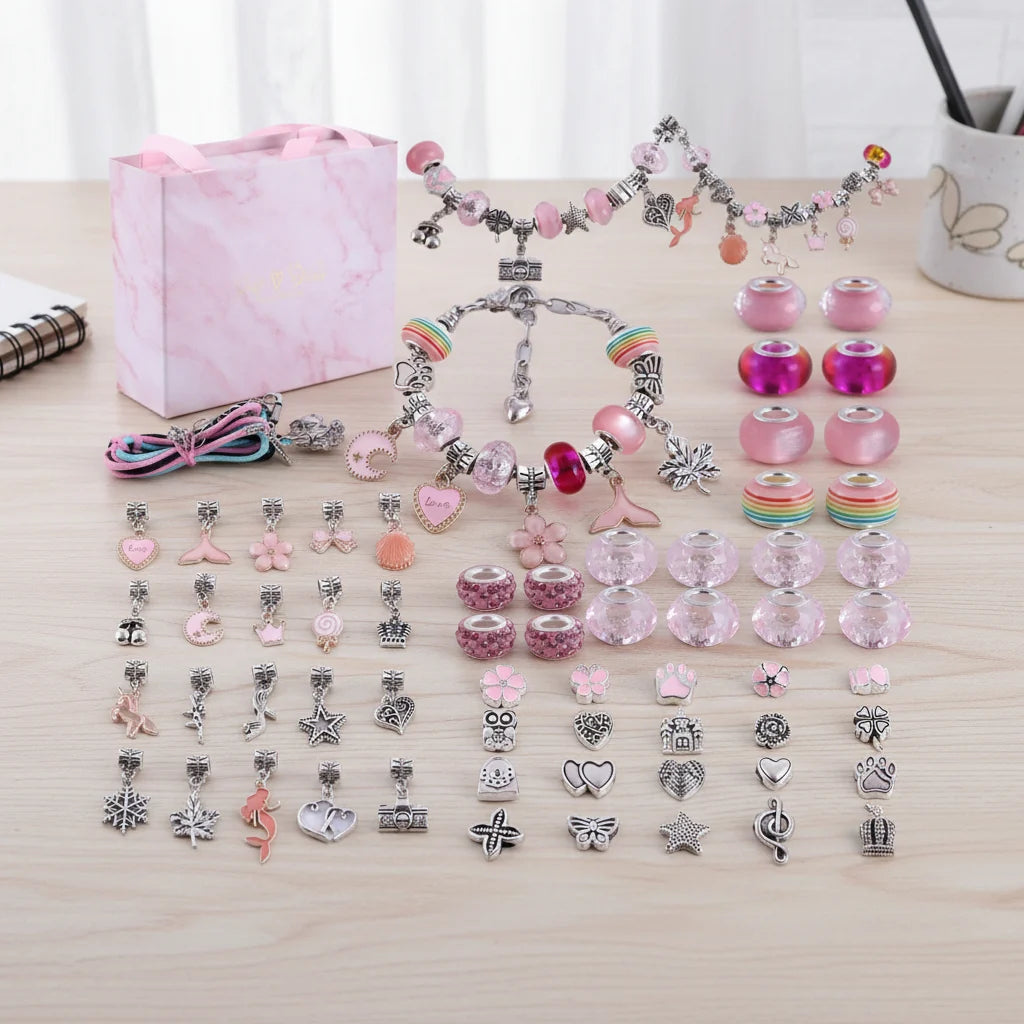 Bracelet Making Kit Glass Beads & Charms Adjustable