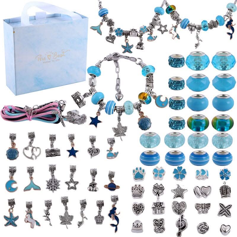 Bracelet Making Kit Glass Beads & Charms Adjustable