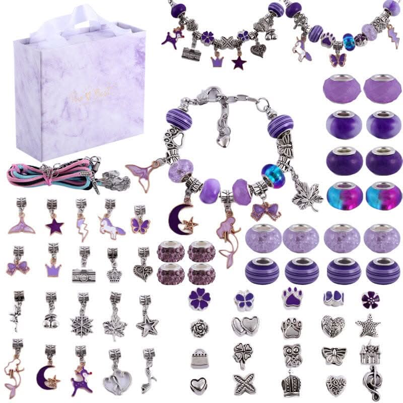 Bracelet Making Kit Glass Beads & Charms Adjustable