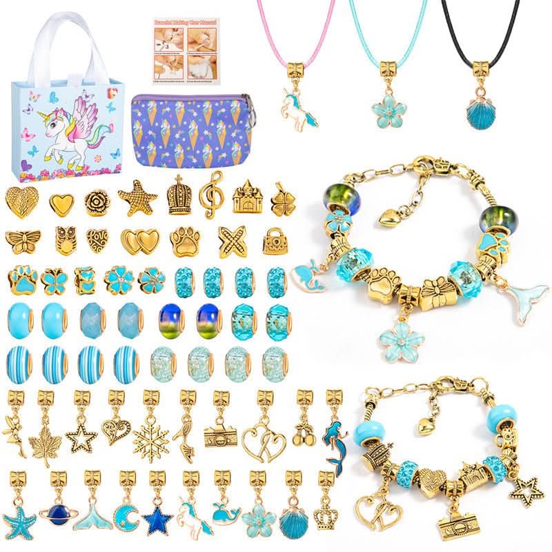 Bracelet Making Kit Glass Beads & Charms Adjustable